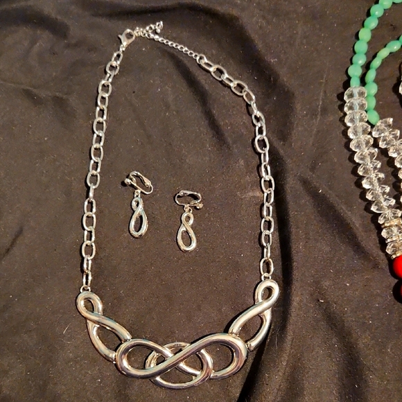 Charming Charlie Jewelry - Elegant Silver Infinity Necklace and Earring Set